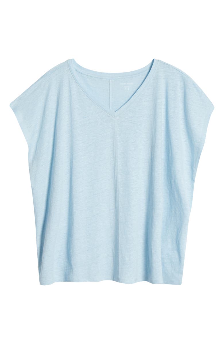 Eileen Fisher V-Neck Organic Linen T-Shirt, Alternate, color, Pale Sky