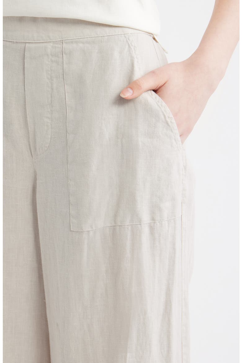 Madeline Patch Pocket Pull-On Linen Pants, Alternate, color, SAND