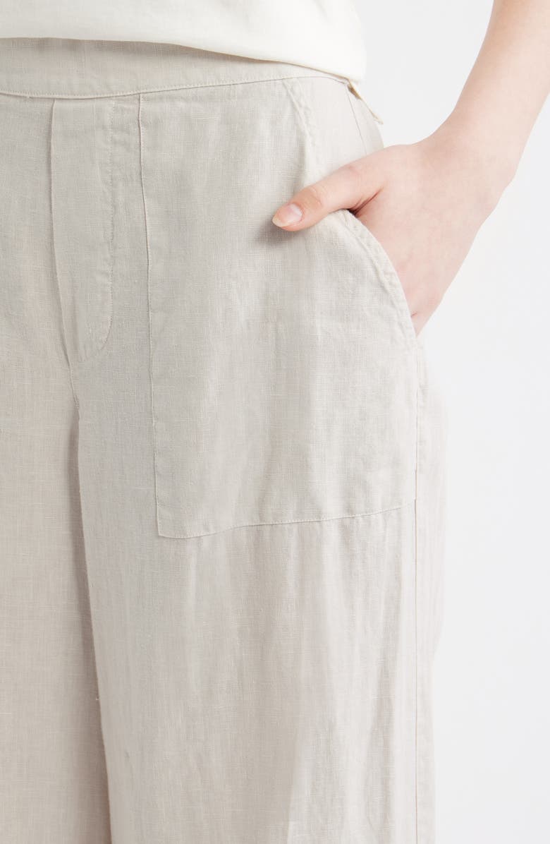 Frank & Eileen Madeline Patch Pocket Pull-On Linen Pants, Alternate, color, Sand