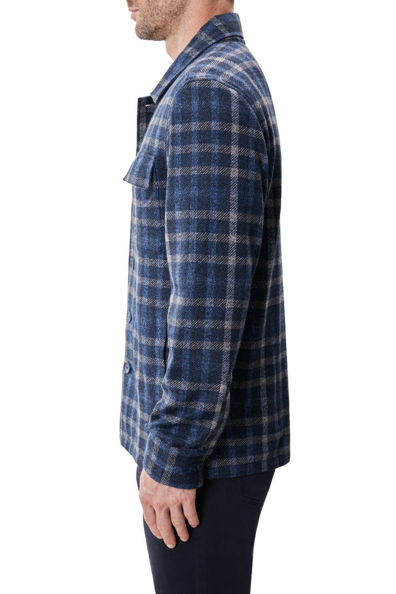 Emory Plaid Knit Flannel Button-Up Shirt Jacket, Alternate, color, DENIM