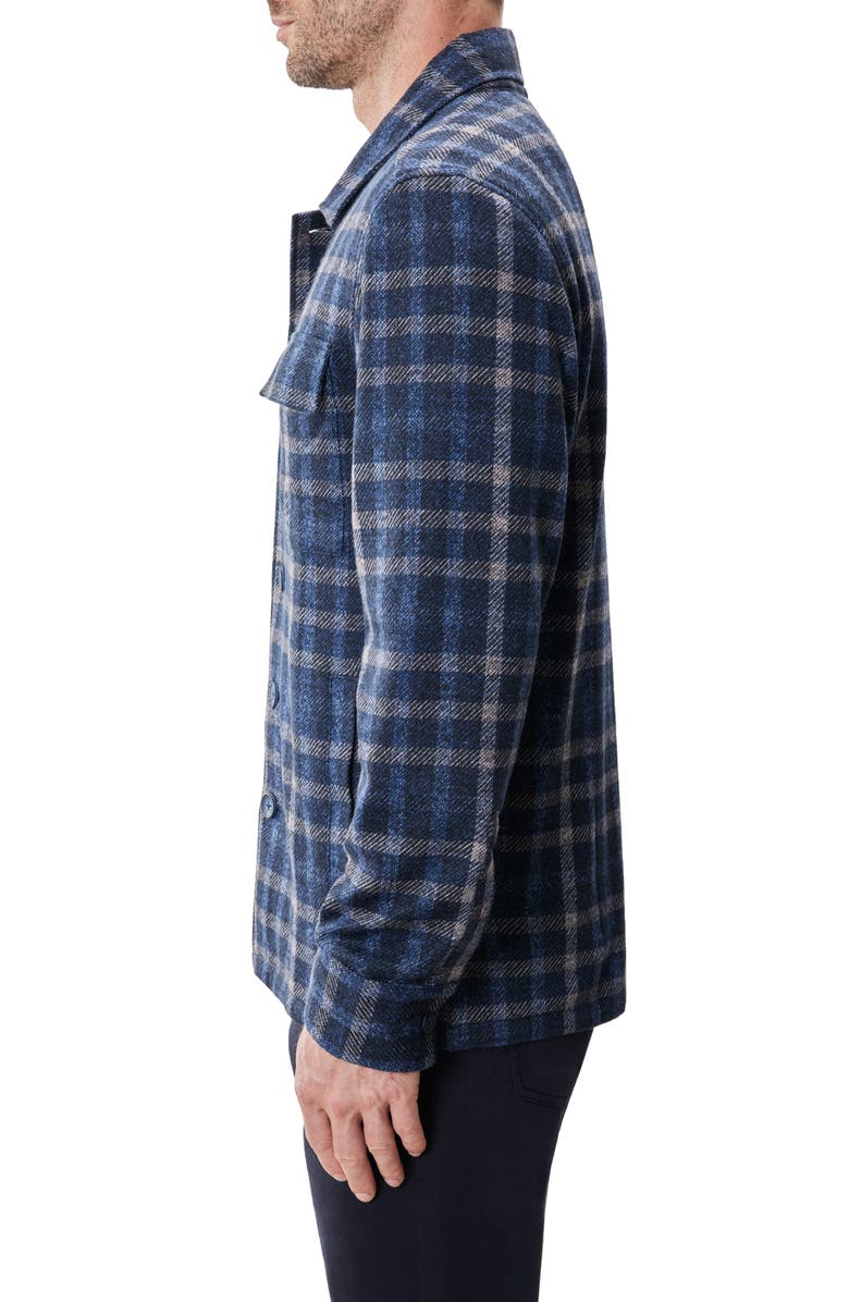 Robert Barakett Emory Plaid Knit Flannel Button-Up Shirt Jacket, Alternate, color, Denim