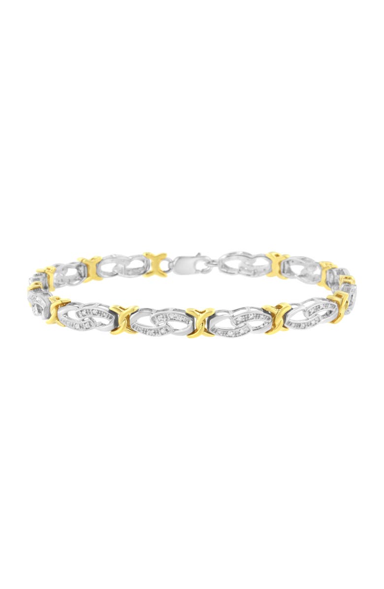 Haus of Brilliance 10k Yellow Gold Plated Silver 1/4 cttw Diamond Infinity and X Link Bracelet, Main, color, Yellow