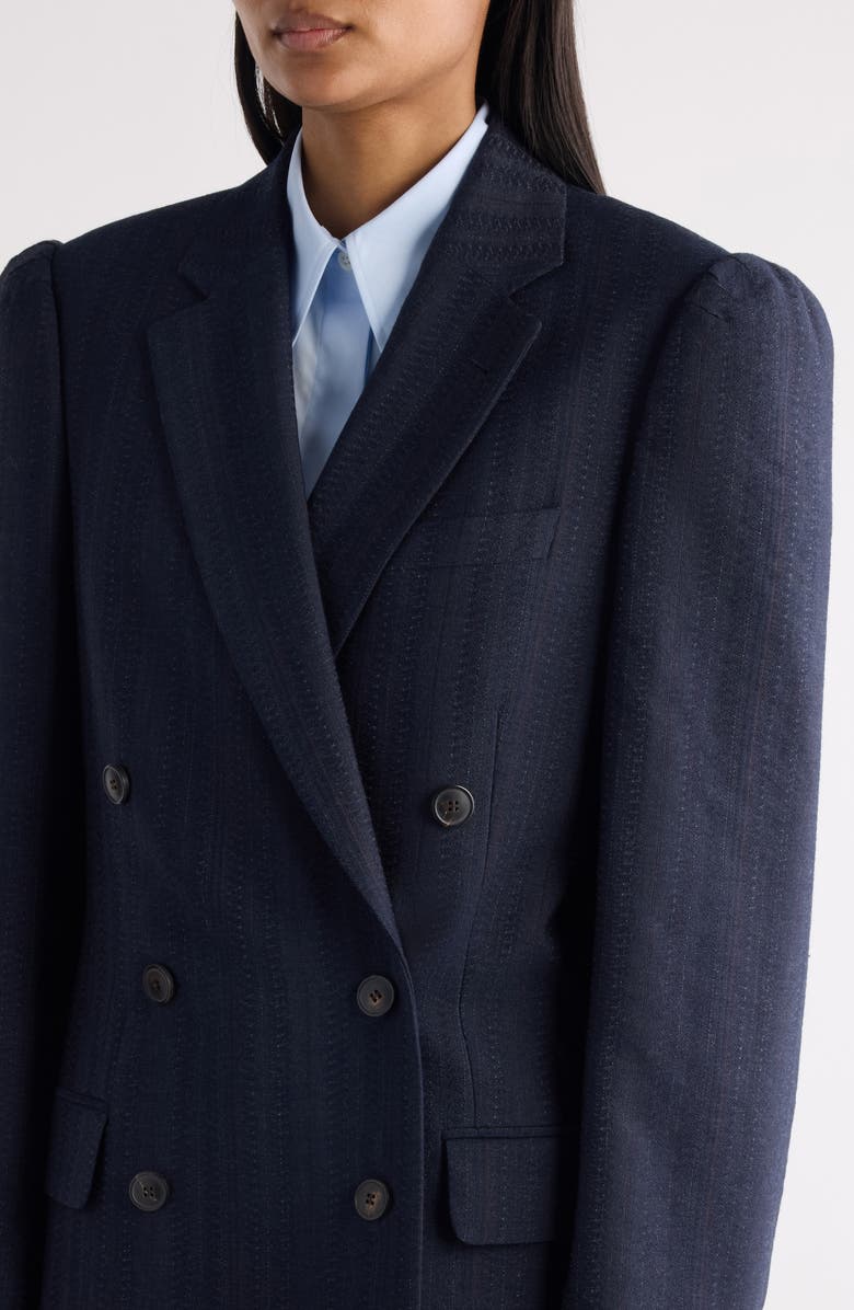 Dries Van Noten Bafy Double Breasted Stripe Jacquard Blazer, Alternate, color, Navy