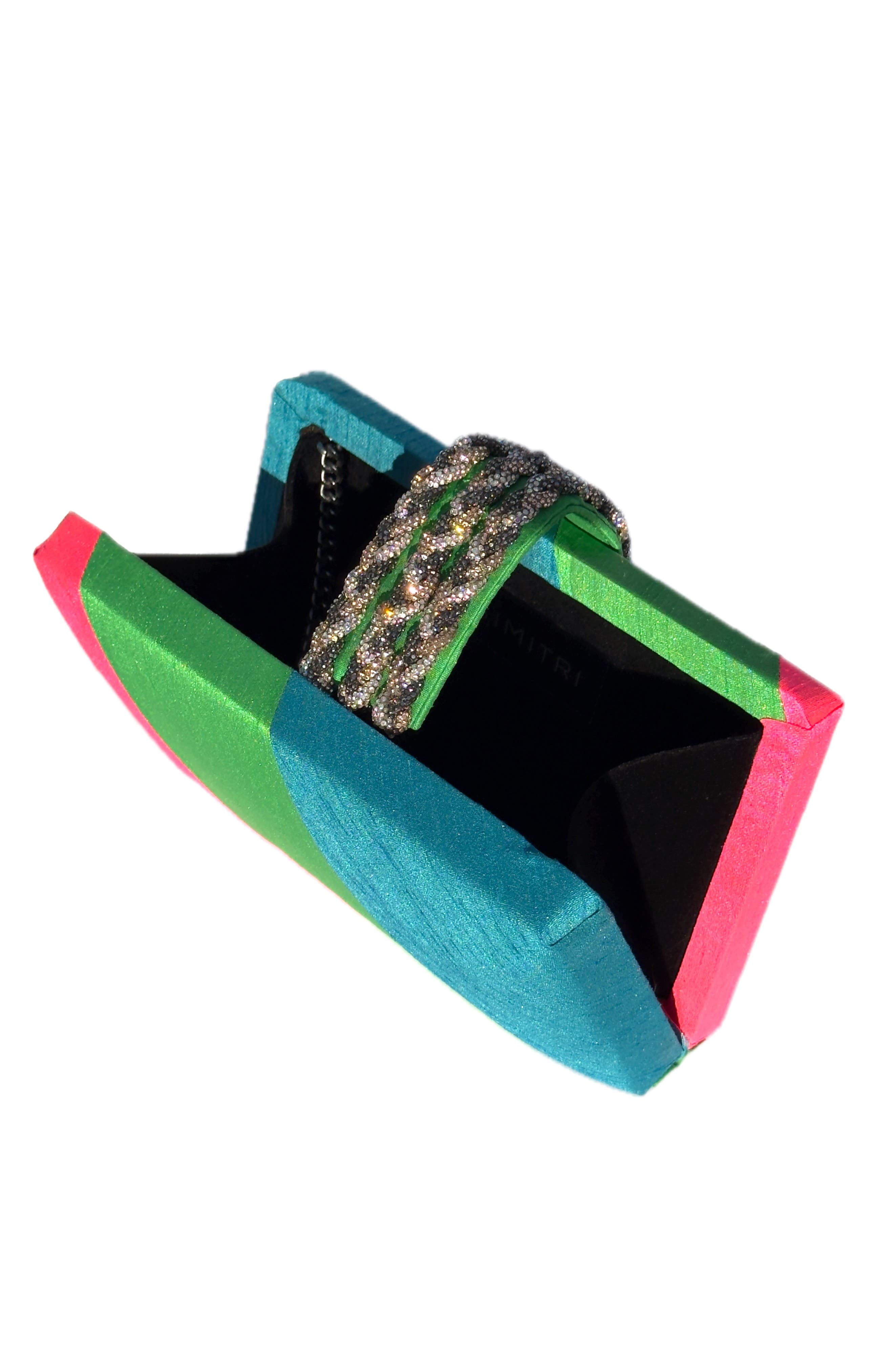 Simitri Diagonal Color Block Braided Fringe Clutch, Alternate, color, Jeweled