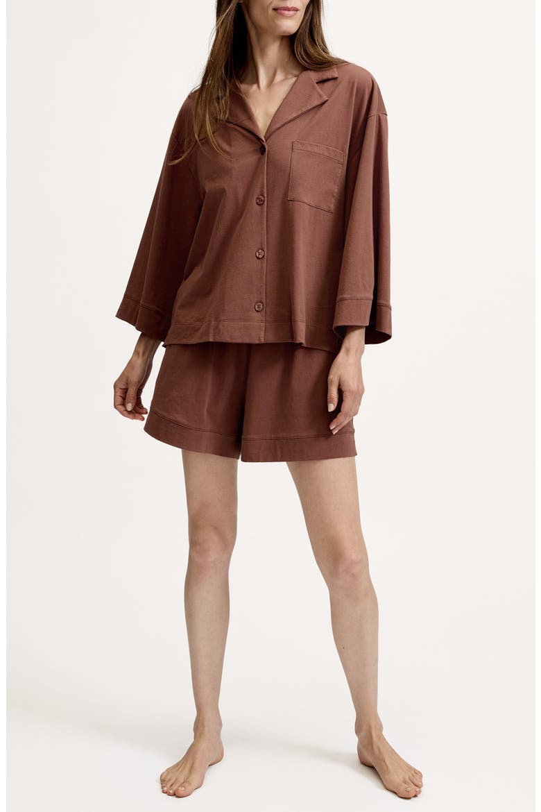 Olivia Featherweight Pima Cotton Short Pajamas, Main, color, BROWN