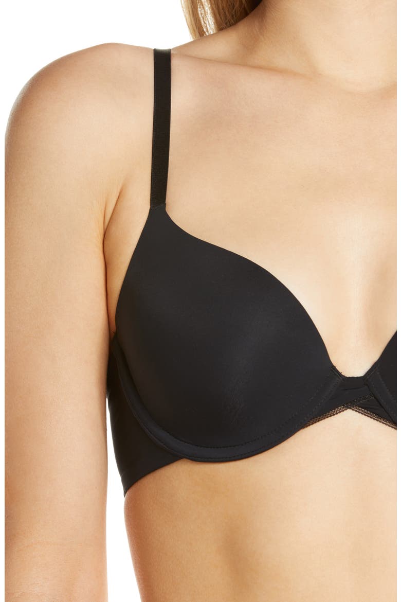 Sleek Micro Underwire T-Shirt Bra, Alternate, color, BLACK
