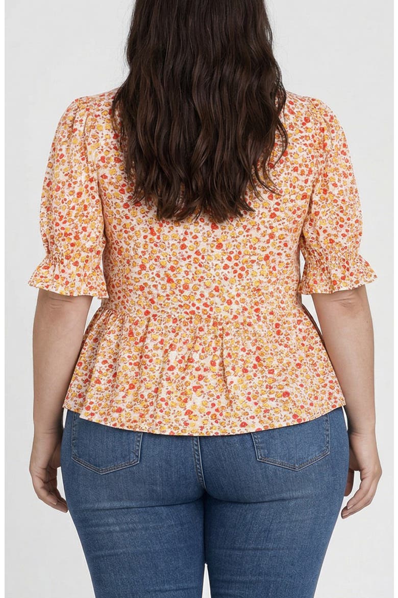Floral Print Peplum Top, Alternate, color, PRISTINE MULTI