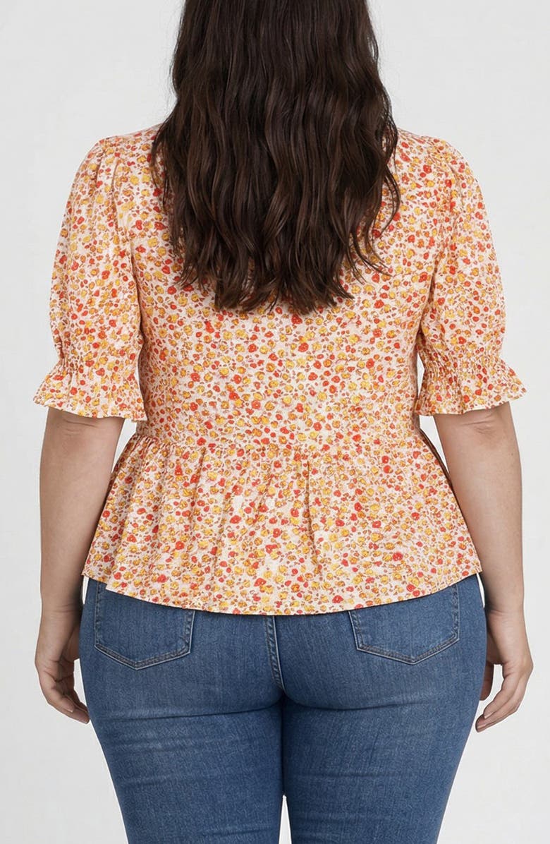 Liverpool Los Angeles Floral Print Peplum Top, Alternate, color, Pristine Multi