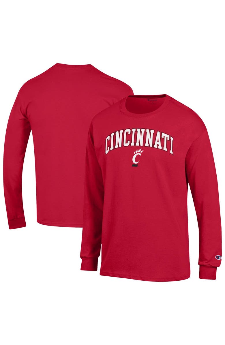Champion Men's Champion  Red Cincinnati Bearcats Arch Over Logo Long Sleeve T-Shirt, Alternate, color, Red