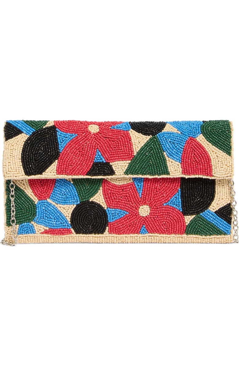 Collection XIIX Geo Floral Beaded Clutch, Main, color, Floral Multi