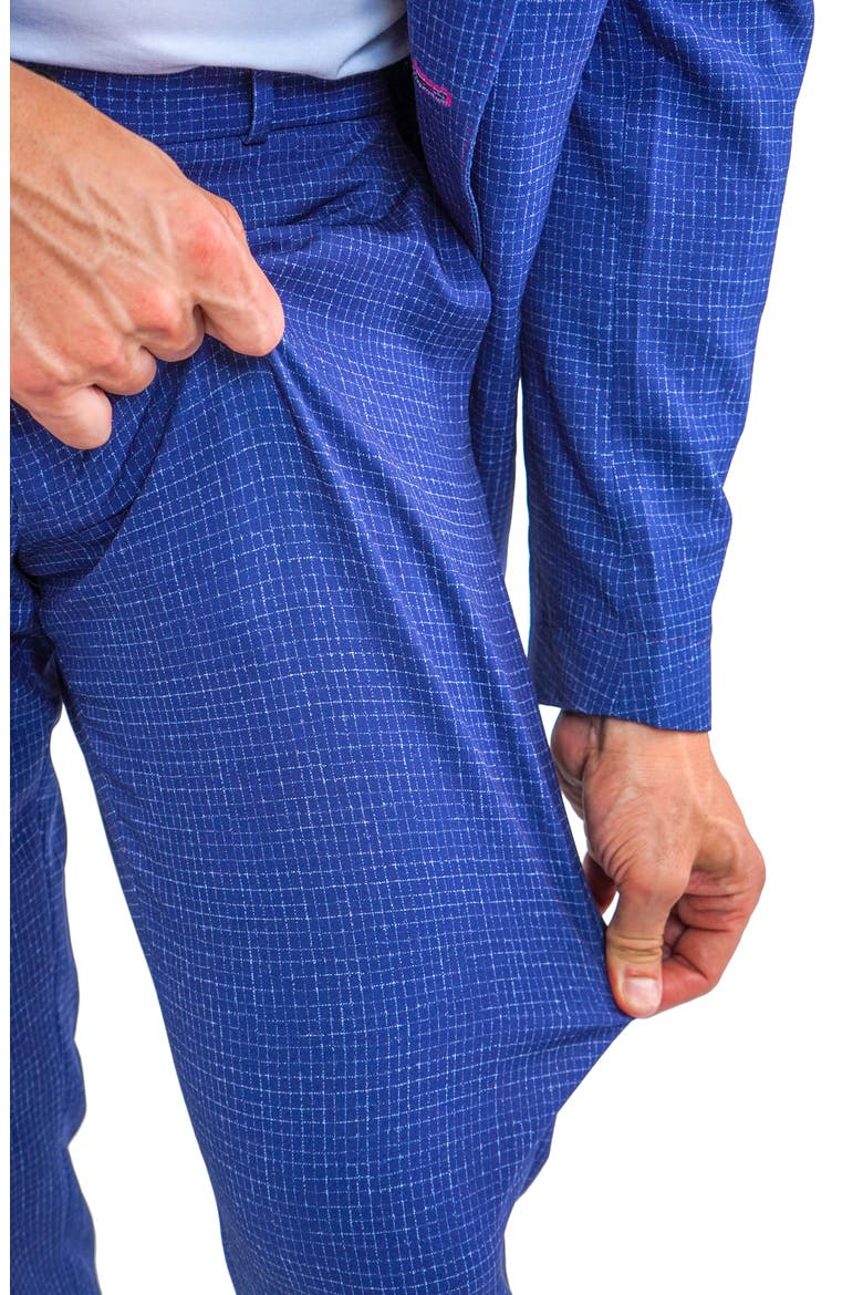 Squared Blue Stretch Flat Front Pants, Alternate, color, BLUE