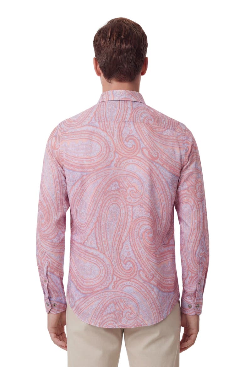 Uomo Wild Paisley Oxford Long Sleeve Fine Linen Shirt, Alternate, color, Pink