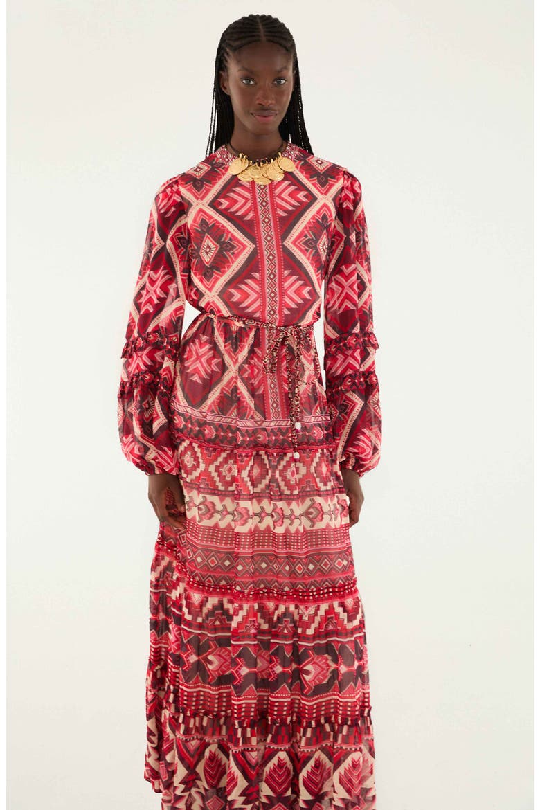 Ainika Long Sleeve Tiered Maxi Dress, Alternate, color, GRAPHIC AINIKA RED