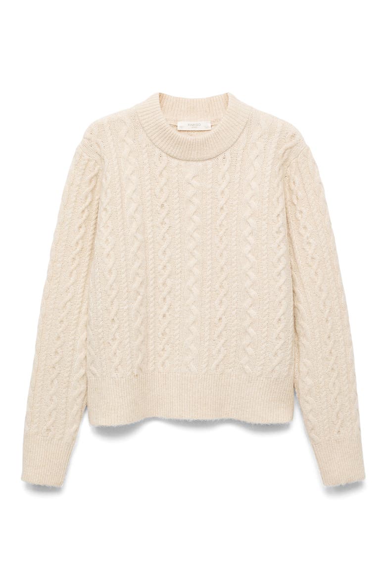 Cable Crewneck Lounge Sweater, Alternate, color, ECRU