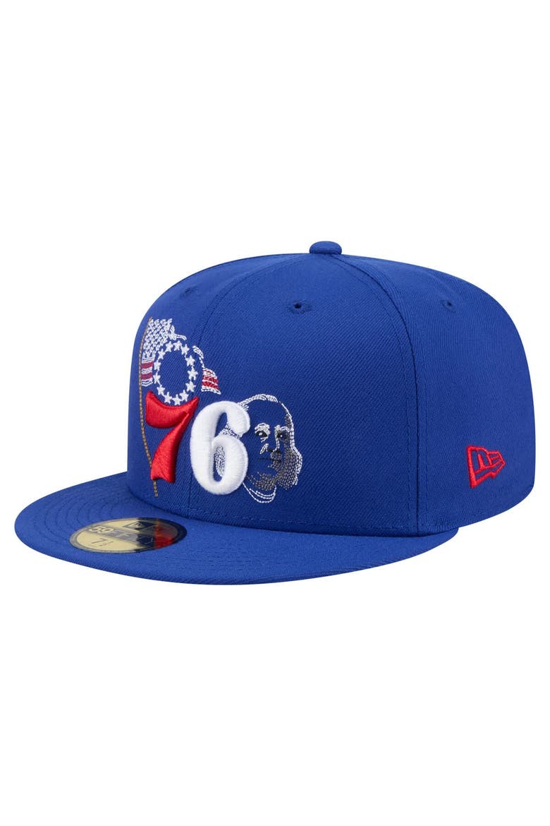 Men's New Era Royal Philadelphia 76ers State Stitch 59FIFTY Fitted Hat, Alternate, color, Royal