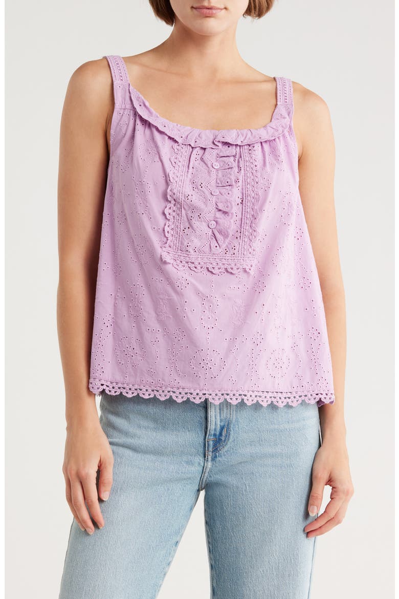 Eyelet Sleeveless Top, Main, color, SUGAR PLUM