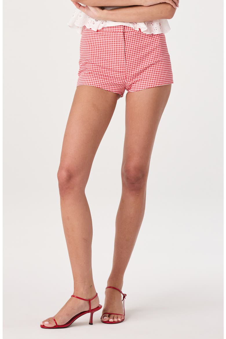 Valerie Gingham Stretch Cotton Micro Shorts, Main, color, RED GINGHAM