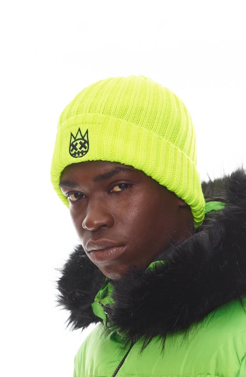 Cult Of Individuality Shimuchan Logo Knit Hat In Neon Yellow In Green
