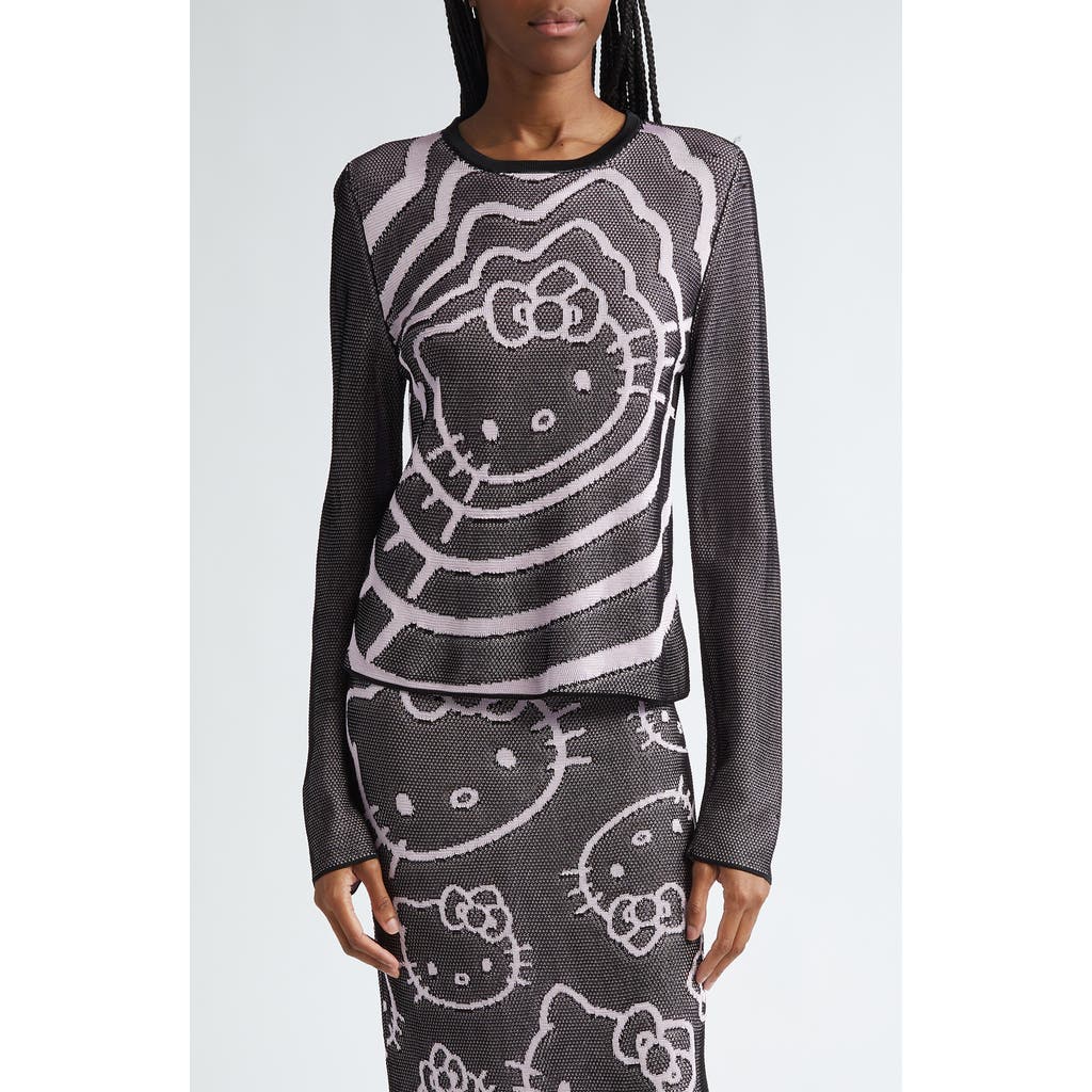 Chet Lo X Sanrio Hello Kitty® Vertigo Intarsia Sweater In Black/pink