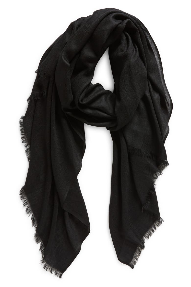 Lightweight Cashmere Scarf, Alternate, color, 001BLK