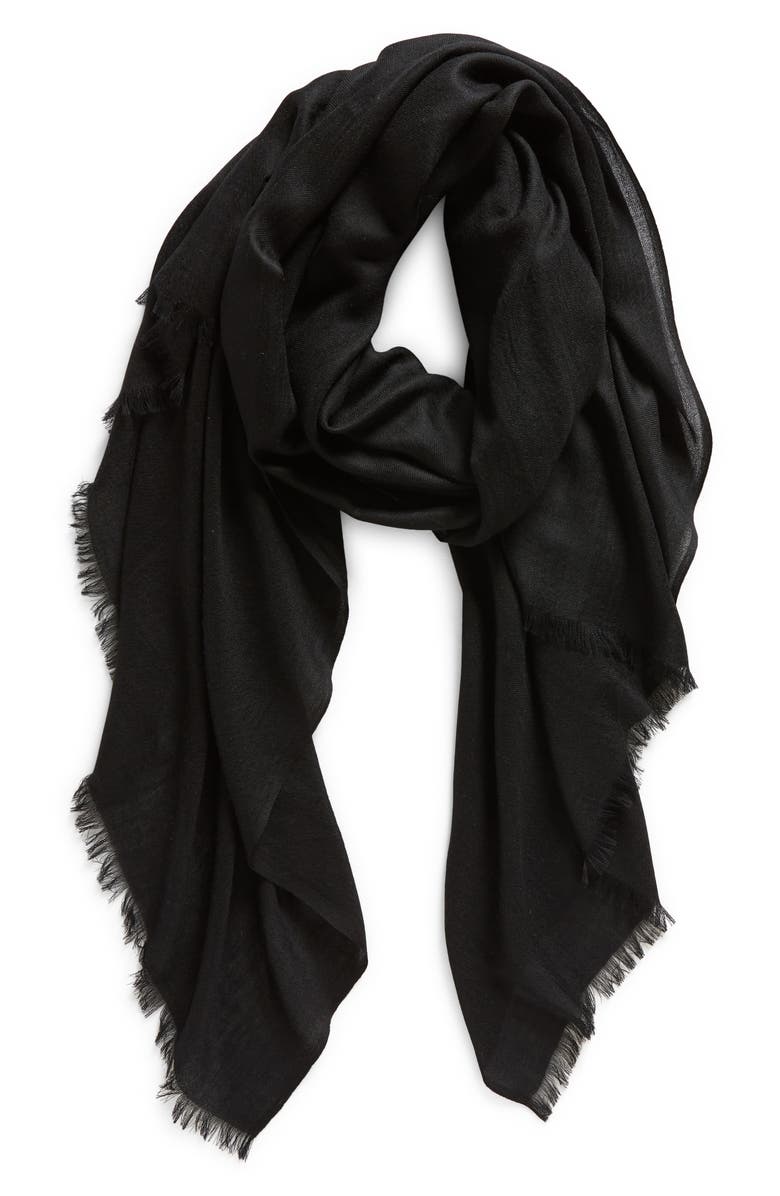 Vince Lightweight Cashmere Scarf, Alternate, color, 001Blk