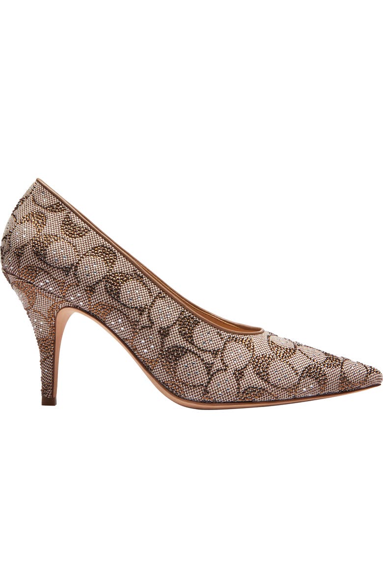 COACH Daisy Signature Crystal Jacquard Pointed Toe Pump, Alternate, color, Tan