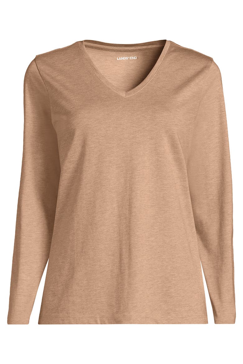 Supima Cotton Long Sleeve V-Neck T-Shirt, Alternate, color, Warm Taupe Heather