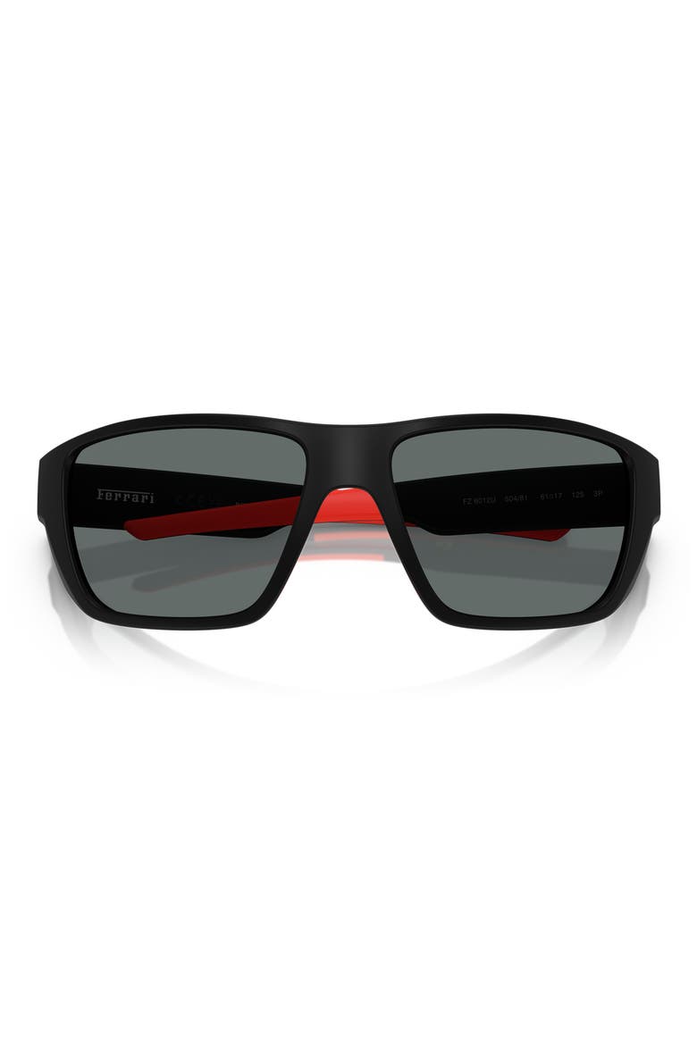 61mm Polarized Rectangular Sunglasses, Alternate, color, MATTE BLACK