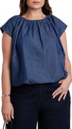 ELOQUII Bubble Chambray Top