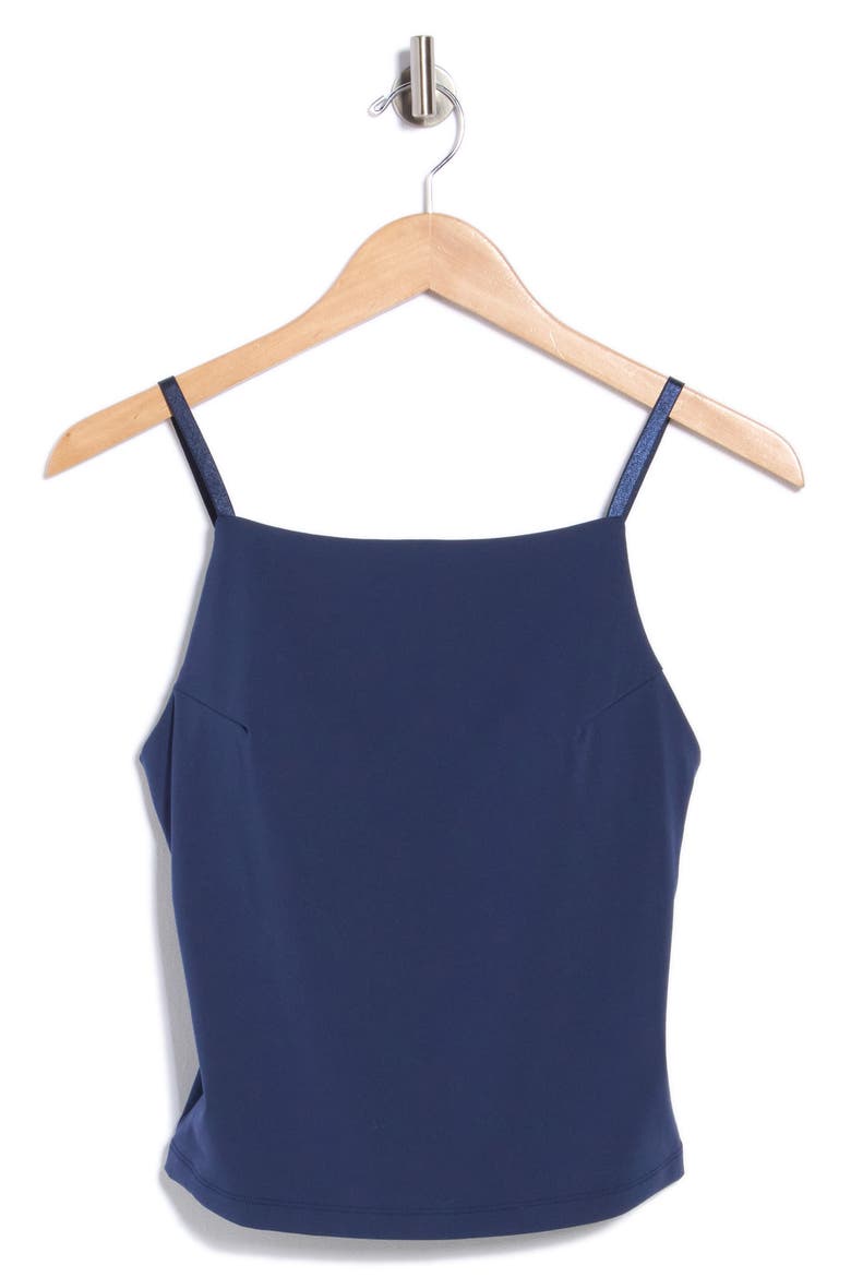 Hayley Longline Apron Neck Sports Bra, Alternate, color, NAVAL BLUE