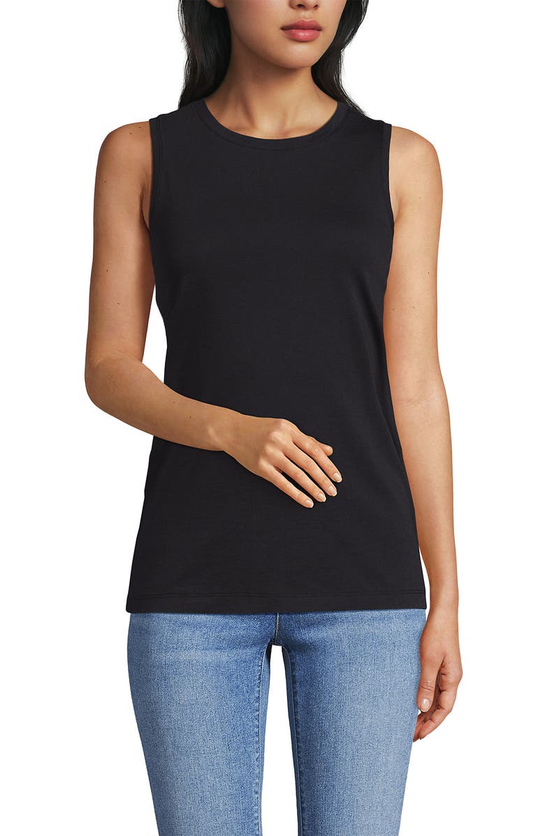 Lands' End Supima Cotton Tank Top, Alternate, color, Black