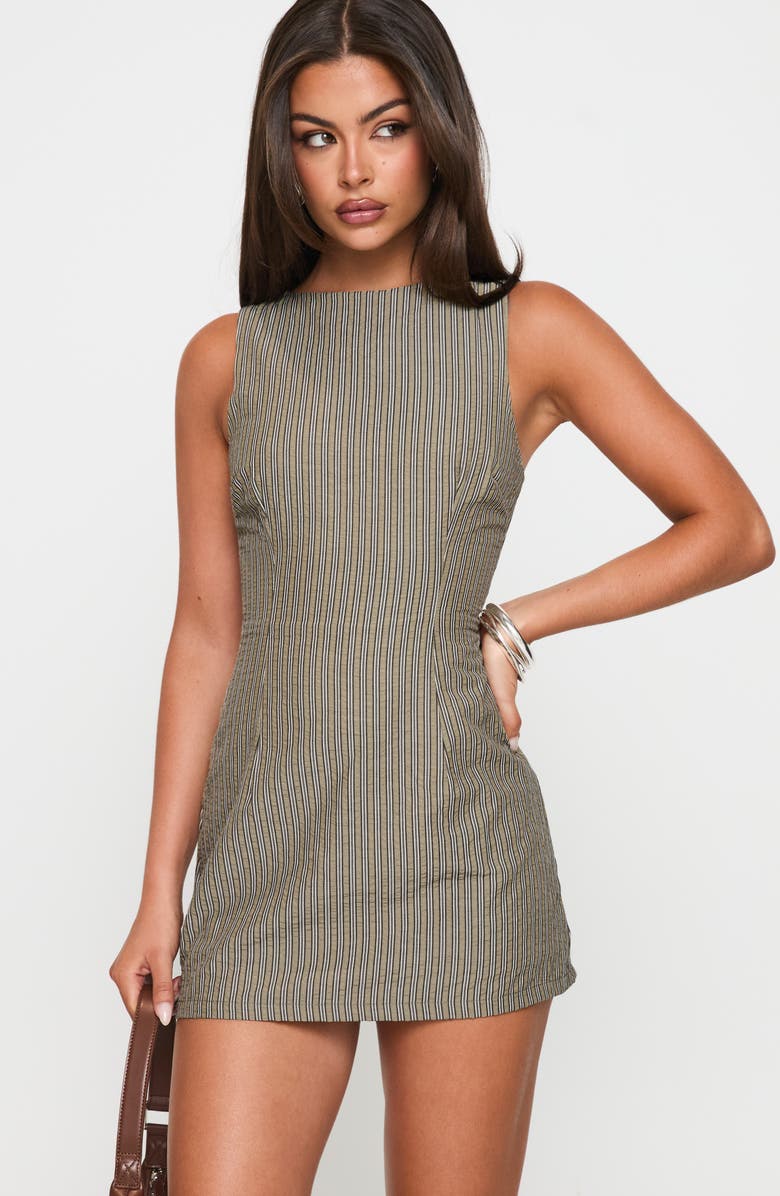 Princess Polly Yumiko Skirted Recycled Cotton Romper, Alternate, color, Green Stripe