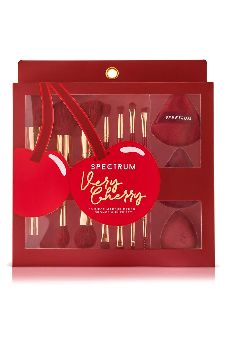 Very Cherry 10-Piece Dual Ended Makeup Brush, Sponge & Puff Set $90 Value, Alternate, color, RED