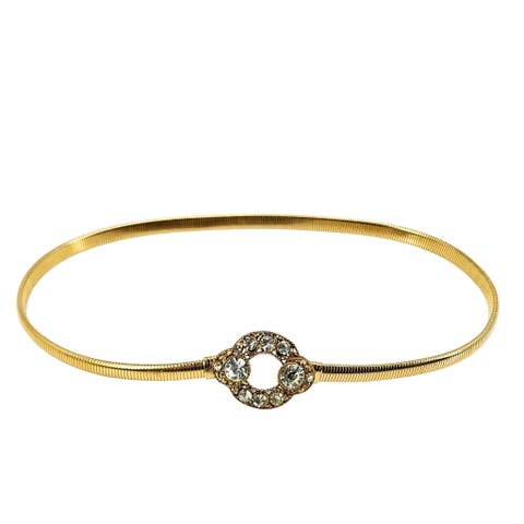 Vintage 1970s Gold Tone Stretch Belt With Circle Buckle