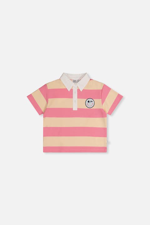 Casual Button Front Stripes Polo Top