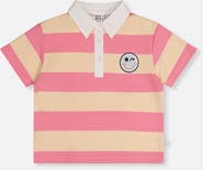 Deux par Deux Casual Button Front Stripes Polo Top