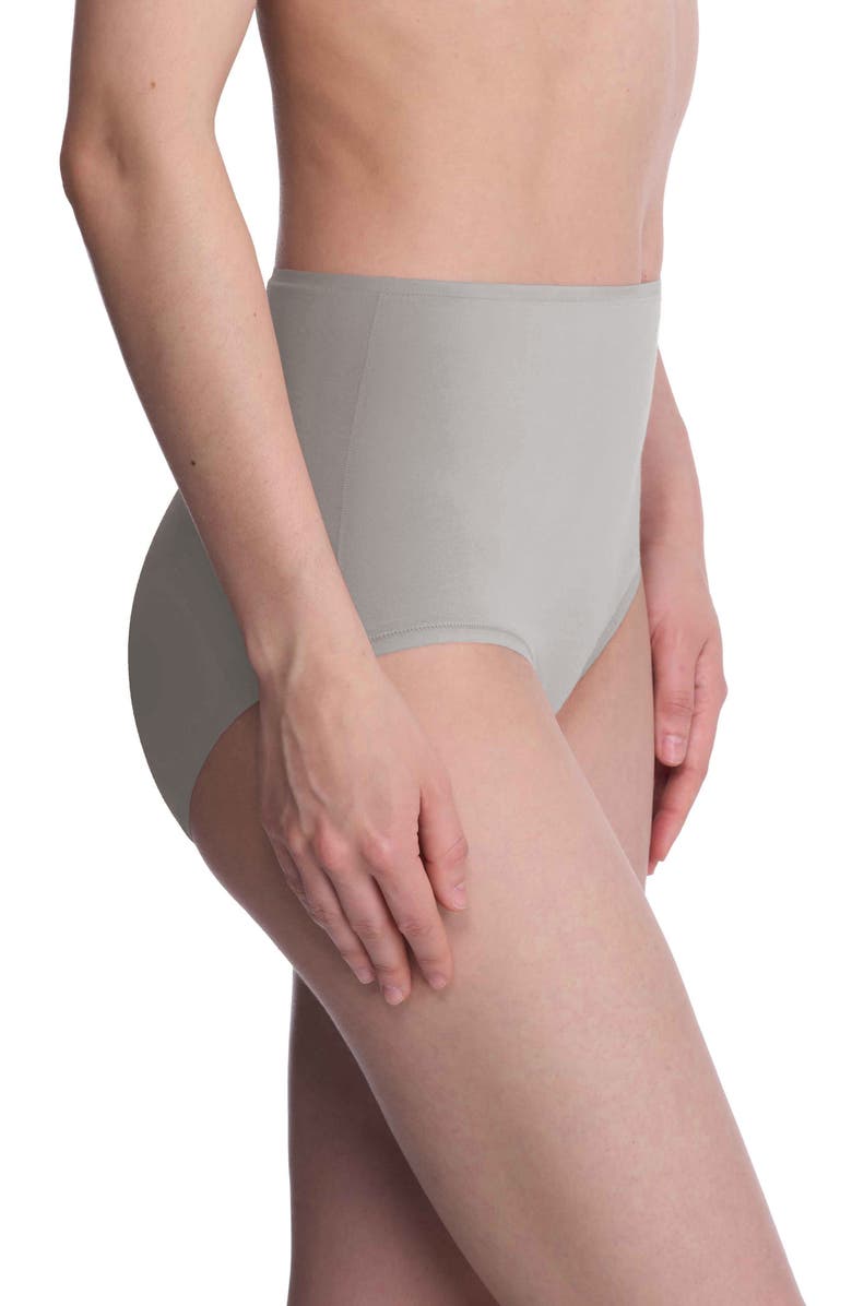 Natori Bliss Bare Cotton High Waist Briefs, Alternate, color, Grey Sky