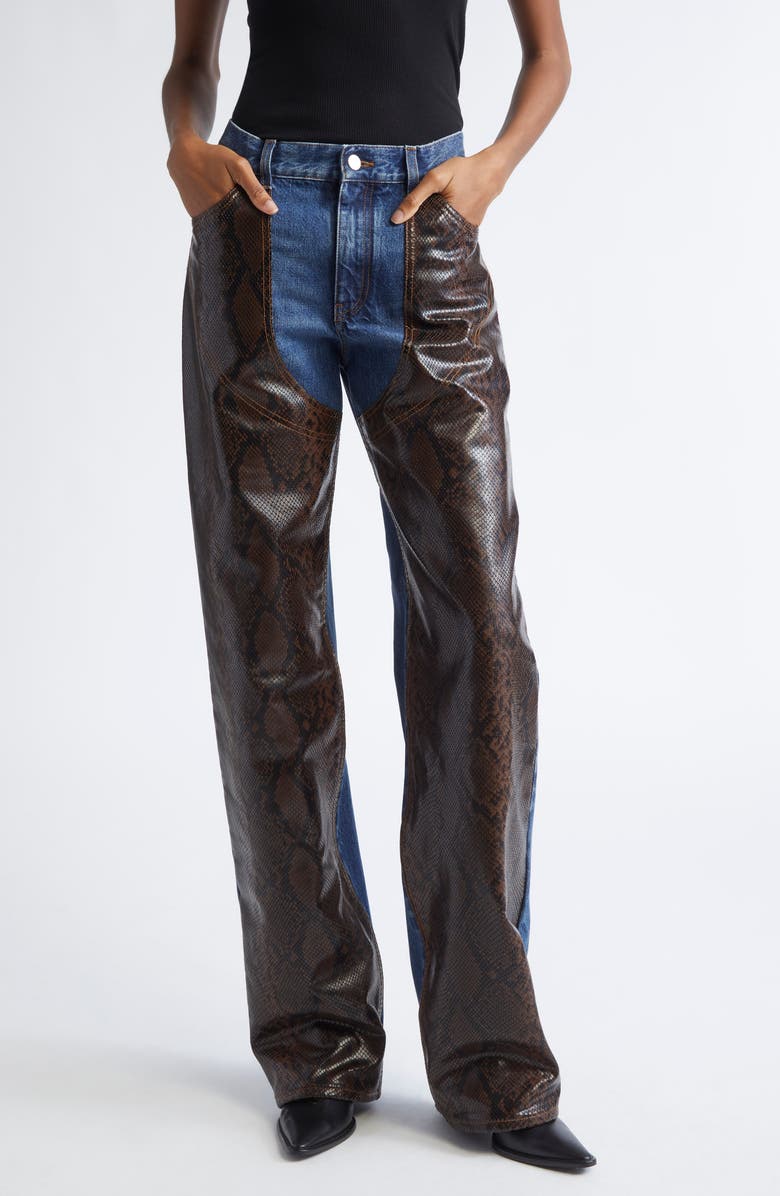 Stella McCartney Snakeskin Print Chap Jeans, Main, color, Dark Blue