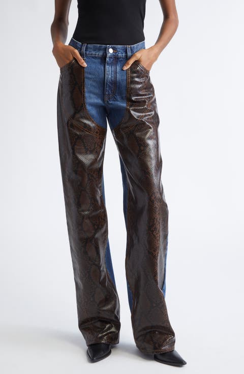 Snakeskin Print Chap Jeans