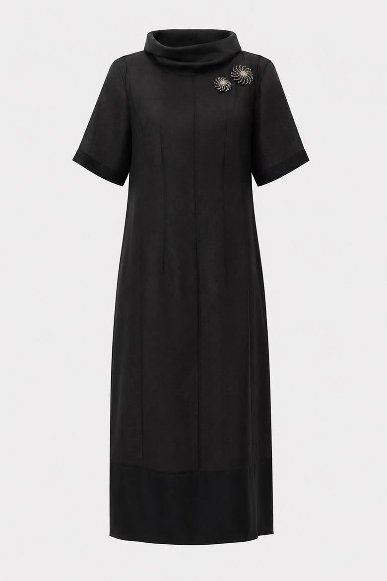 Jadiyn Midi Dress, Alternate, color, BLACK