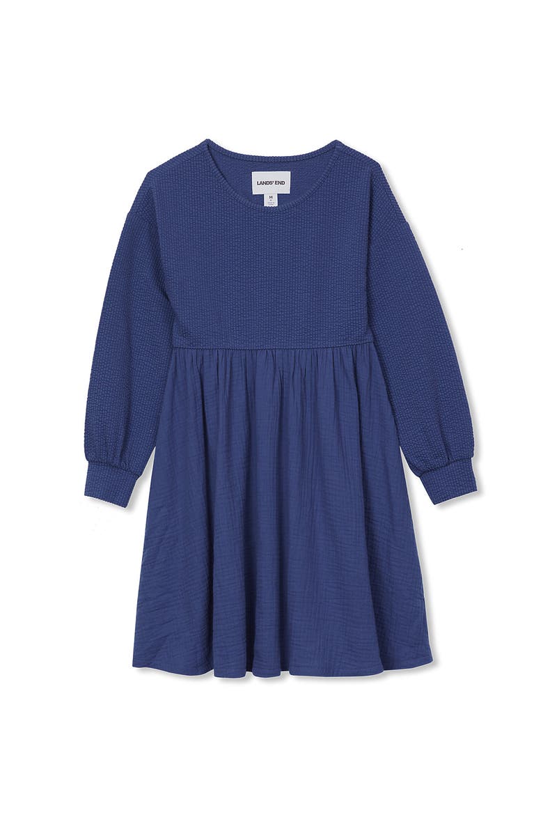 Girls Long Sleeve Ribbed Dress, Alternate, color, Gray Blue