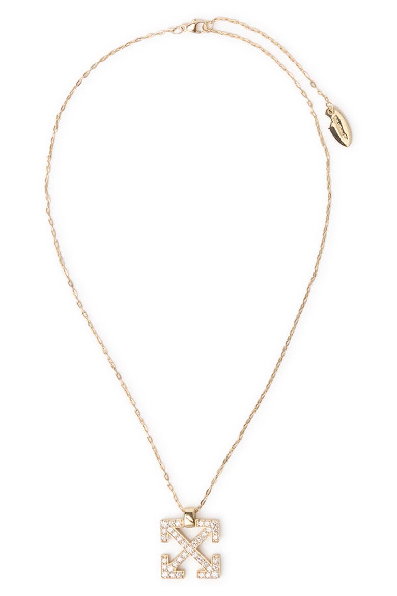 Lab Grown Diamond Pavé Arrow Pendant Necklace, Main, color, YELLOW GOLD