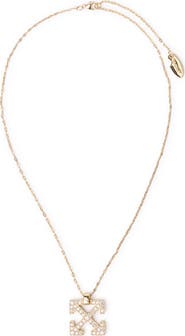 Off-White Lab Grown Diamond Pavé Arrow Pendant Necklace
