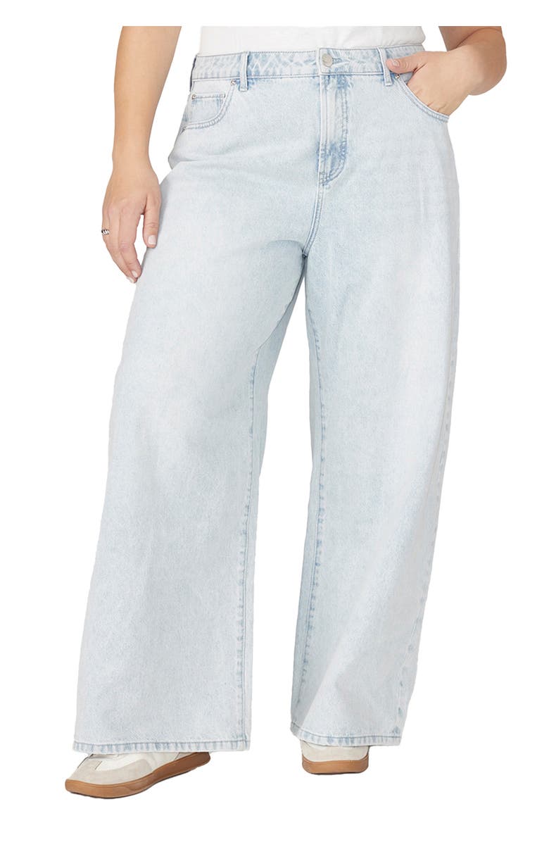 ELOQUII The Yvette Rigid Wide Leg Jean, Main, color, Light Wash