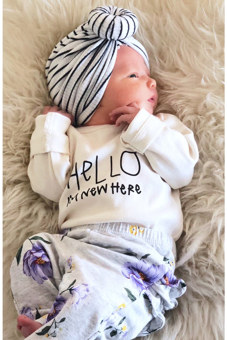 Hello, I'm New Here Organic Cotton Bodysuit, Alternate, color, NATURAL