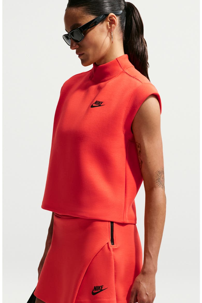 Cotton Blend Tech Fleece Skort, Alternate, color, LIGHT CRIMSON/ BLACK