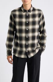 AllSaints Baseline Shadow Check Cotton Button-Up Shirt