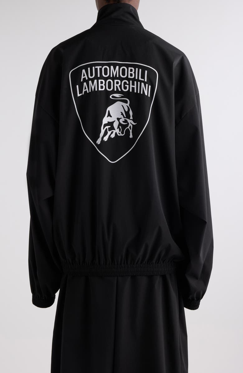 Balenciaga x Automobili Lamborghini Logo Embroidered Track Jacket, Alternate, color, 1000 Black