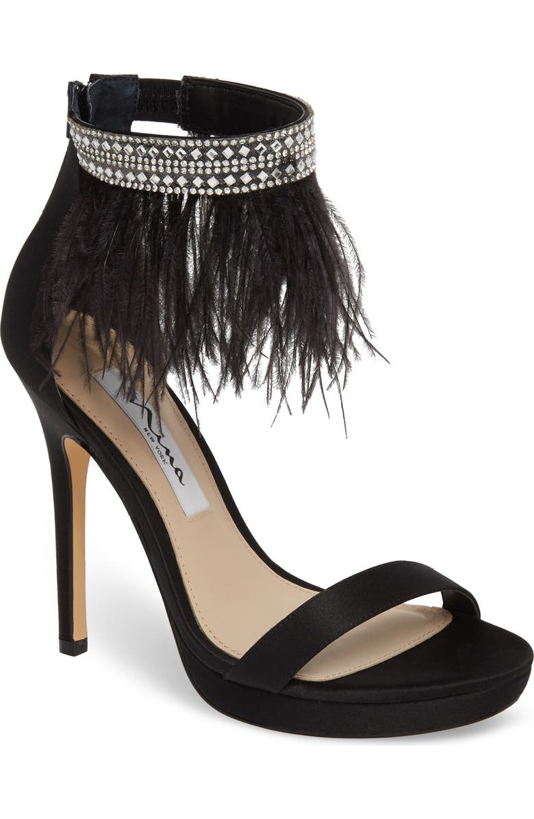 Nina Fran Embellished Feather Sandal, Main, color,