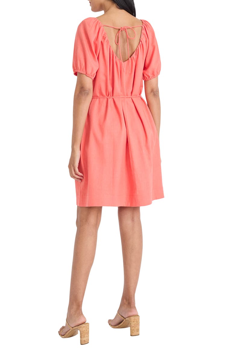 Self Belt Trapeze Minidress, Alternate, color, DEEP SEA CORAL